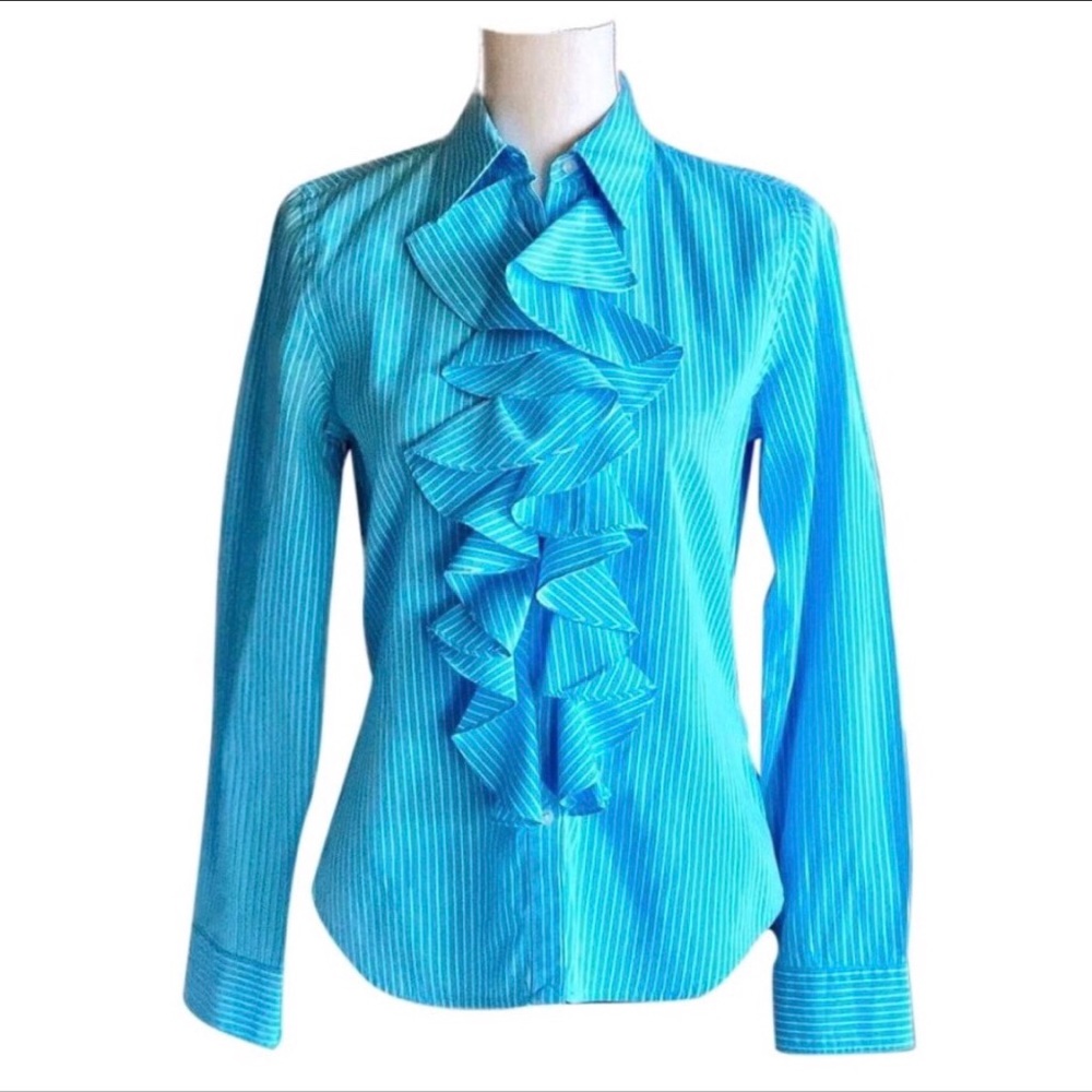 Ralph Lauren Teal Blue and White Shirt, S